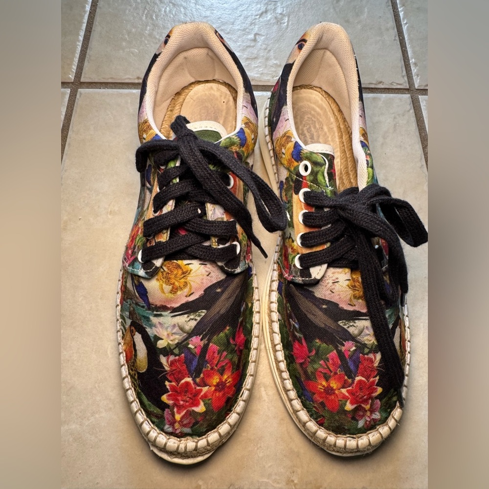 Free People Sz-39 Tropical Floral Print Espadrille Sneakers Pre-owned
